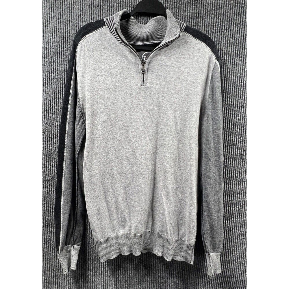 Buckle BKE Sweater Mens‎ Large Standard Fit Grey 1/4 Zip Cotton Pullover Casual